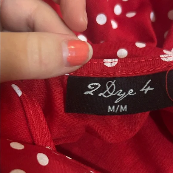 Red Polka Dot Skater midi 100% cotton dress - Picture 3 of 3